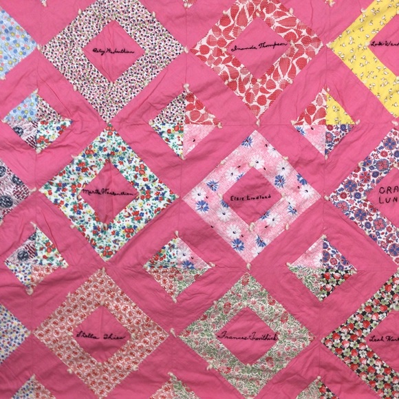 Vintage 1930s hand stitched Diamond quilt.